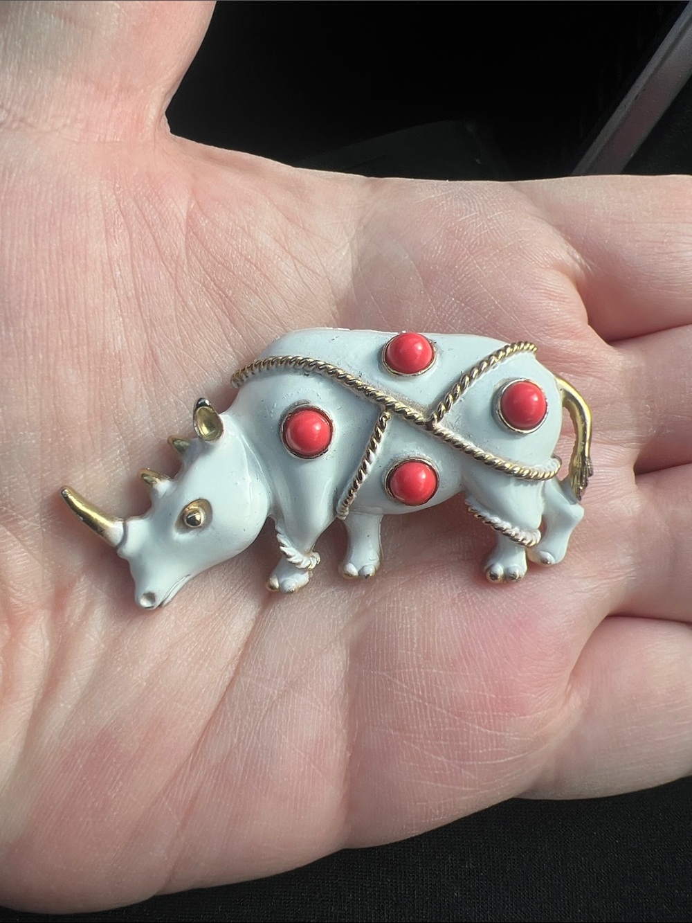 JJ Jonette Rhinoceros Brooch